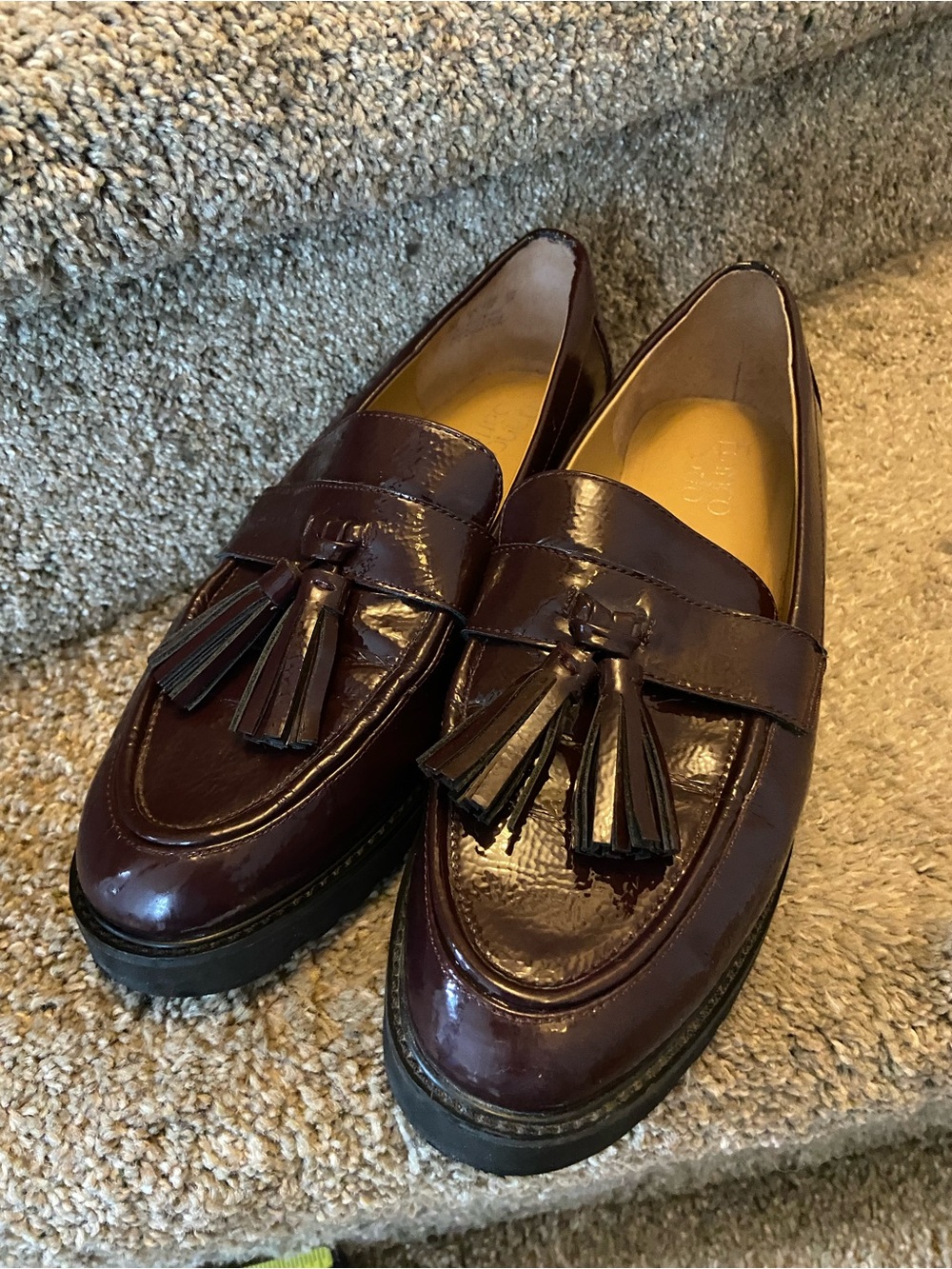 Franco Sarto Women's Tassel Loafers in Deep Burgundy size 8M
